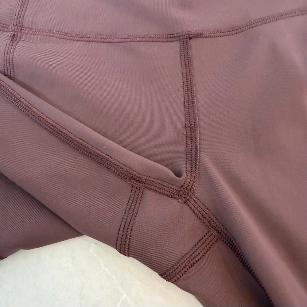 Lululemon Plum brown High Rise Leggings Sz 2 Pockets Pace Rival Crop Dark Adobe - Picture 7 of 9